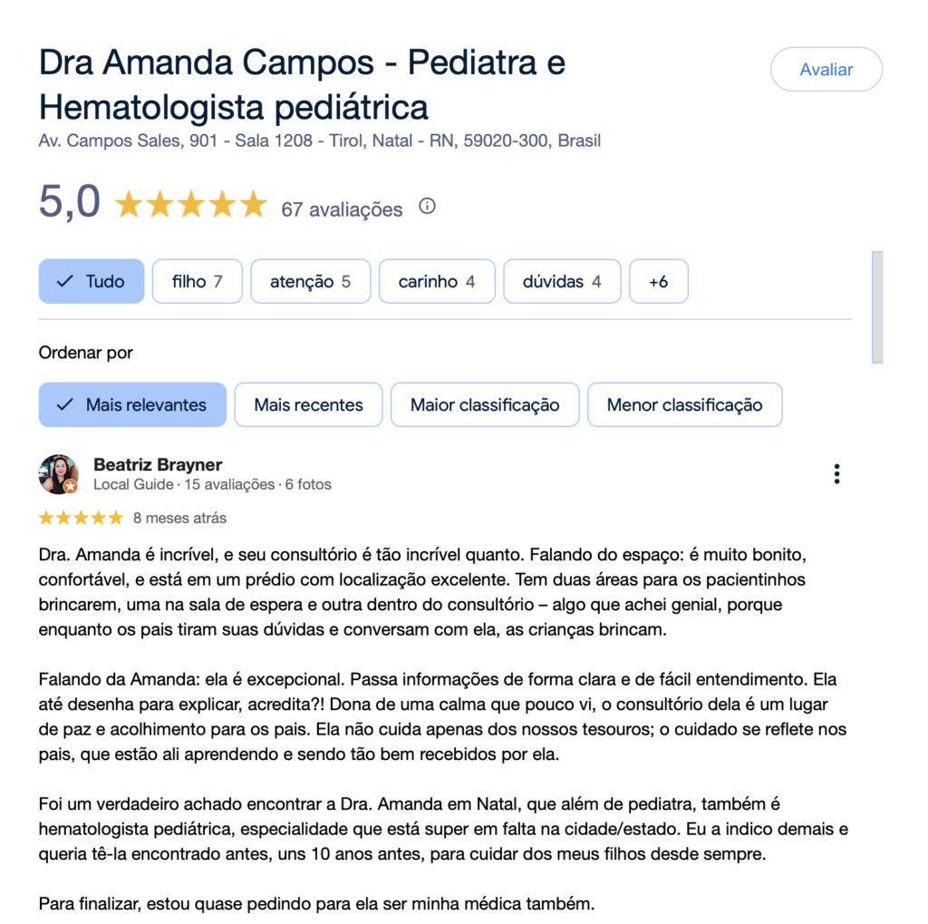 Avaliações Google